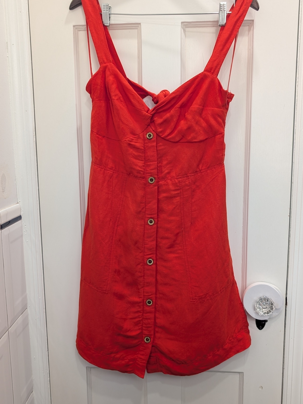 Maeve Red Button-Front Mini Dress